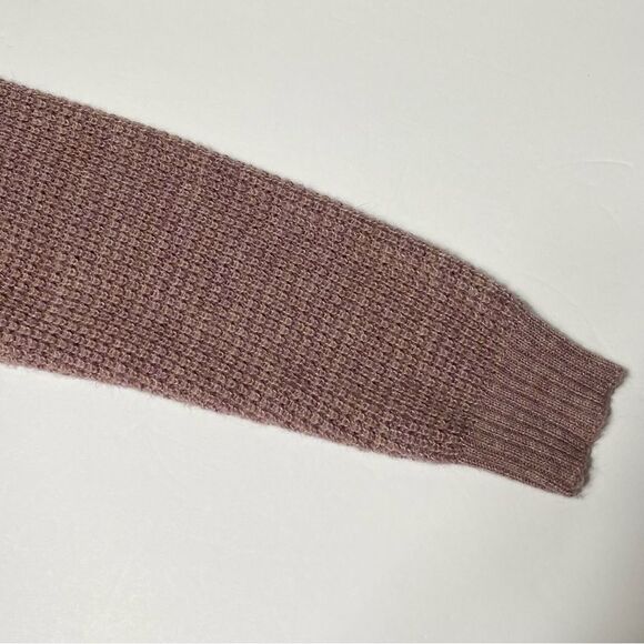 American Eagle Blush Pink Waflle Knit Wool Blend 1/4 Zip Sweater Women's Size L - Picture 10 of 16